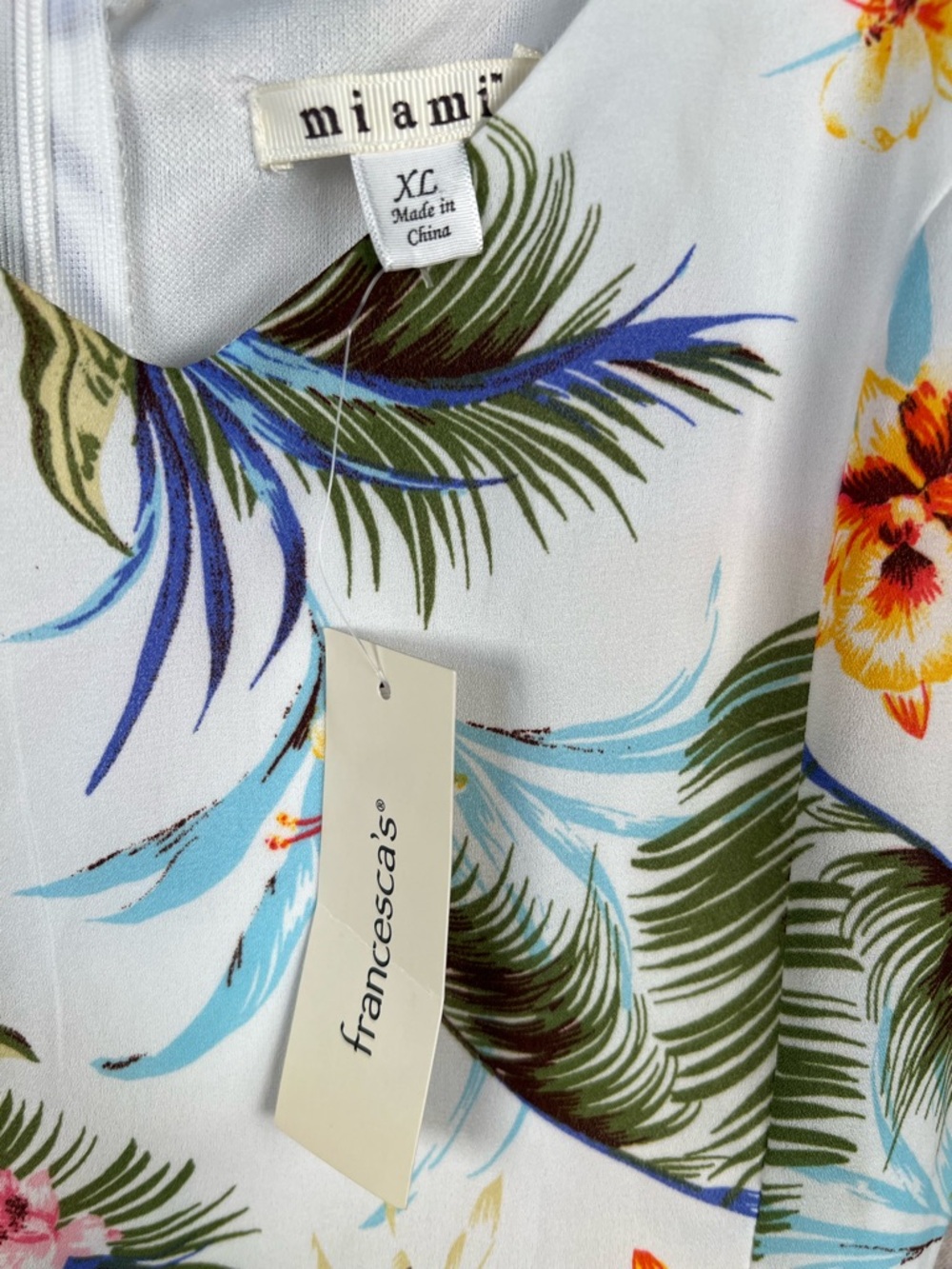 Tropical Dress Spaghetti Strap V Neck Francesca's Miami High Low NWT X Large - Picture 3 of 10